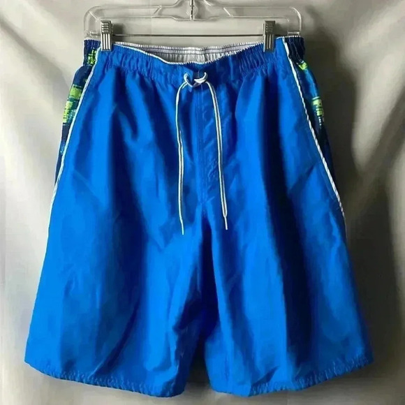 NIKE SWIM TRUNKS ELASTIC WAIST DRAWSTRING CLOSURE MESH LINED BLUE CLEAN - Picture 2 of 11